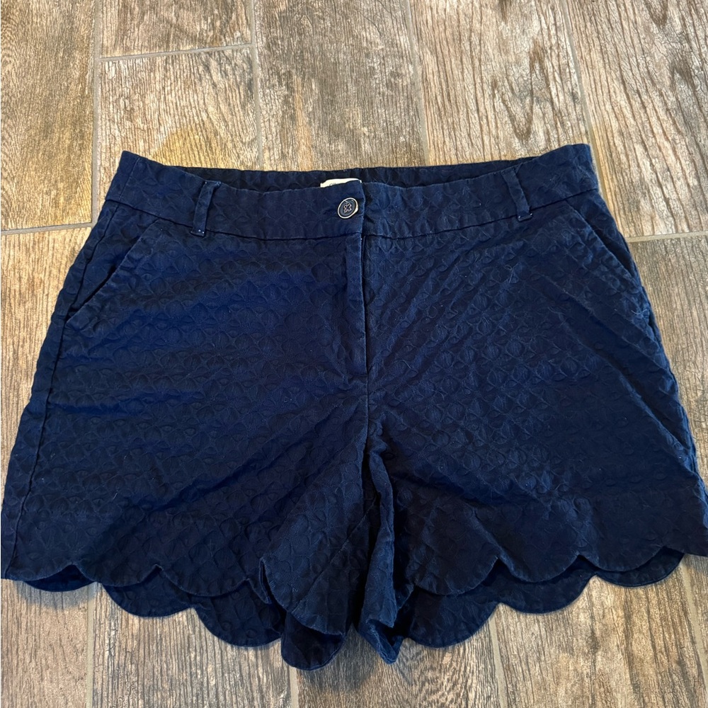 Crown and Ivy Navy Blue Scalloped Women Shorts